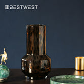 Vintage Amber Leopard Print Glass Vase