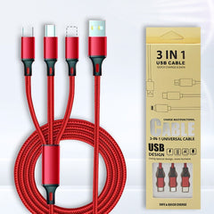 Nylon Braided 3-in-1 Fast Charging Cable (3A)