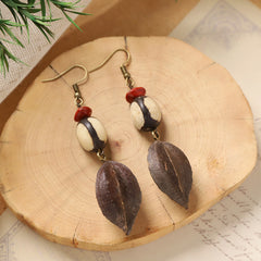 Original Handmade Natural Acorn Forest Style Long Earrings