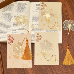 Creative Chinese Style Hollow Brass Pendant Bookmark