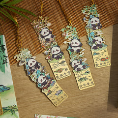 Panda-Themed Chinese Style Metal Bookmark with Tassel