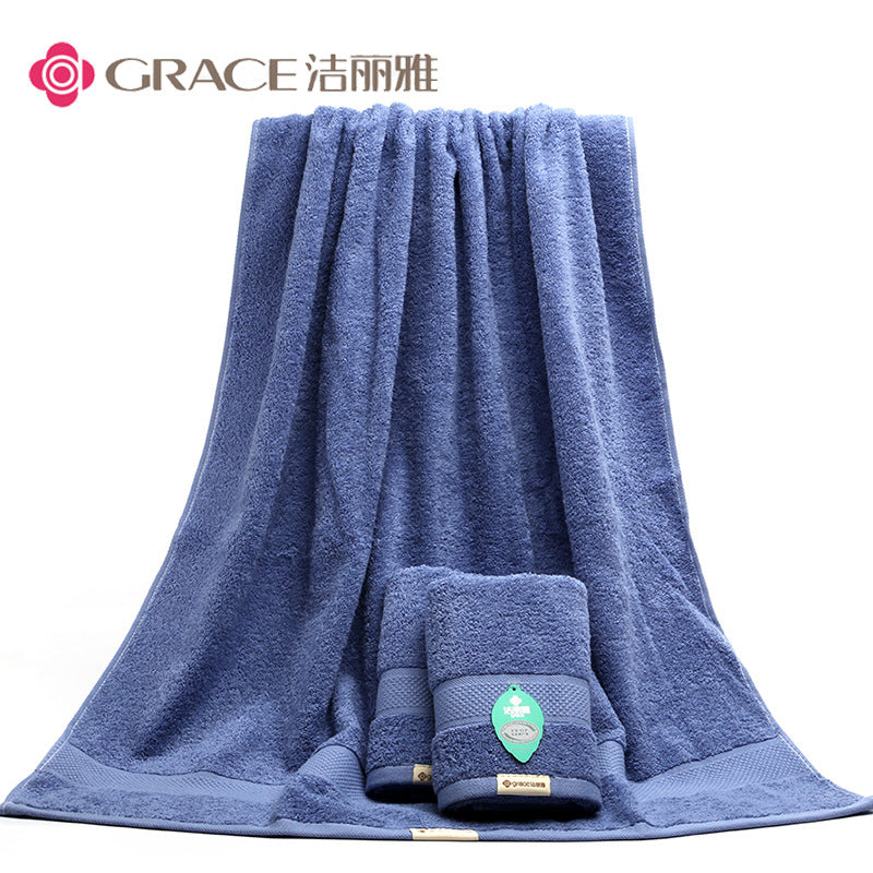Extra-large, thickened, highly absorbent pure cotton bath and face towel