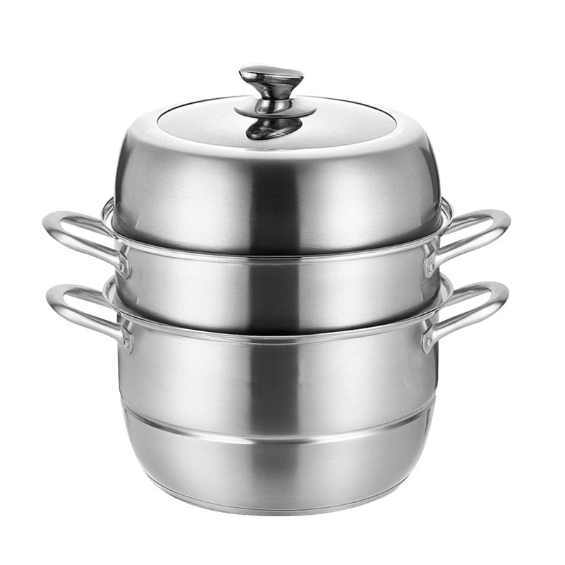 304 Stainless Steel Steamer Pot – Large Capacity Double/Triple Layer