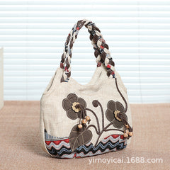 Handwoven Multi-Compartment Cotton-Linen Ethnic Style Tote Bag