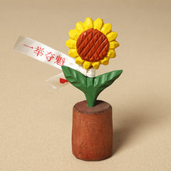 Hand-Carved Wooden Sunflower Ornament