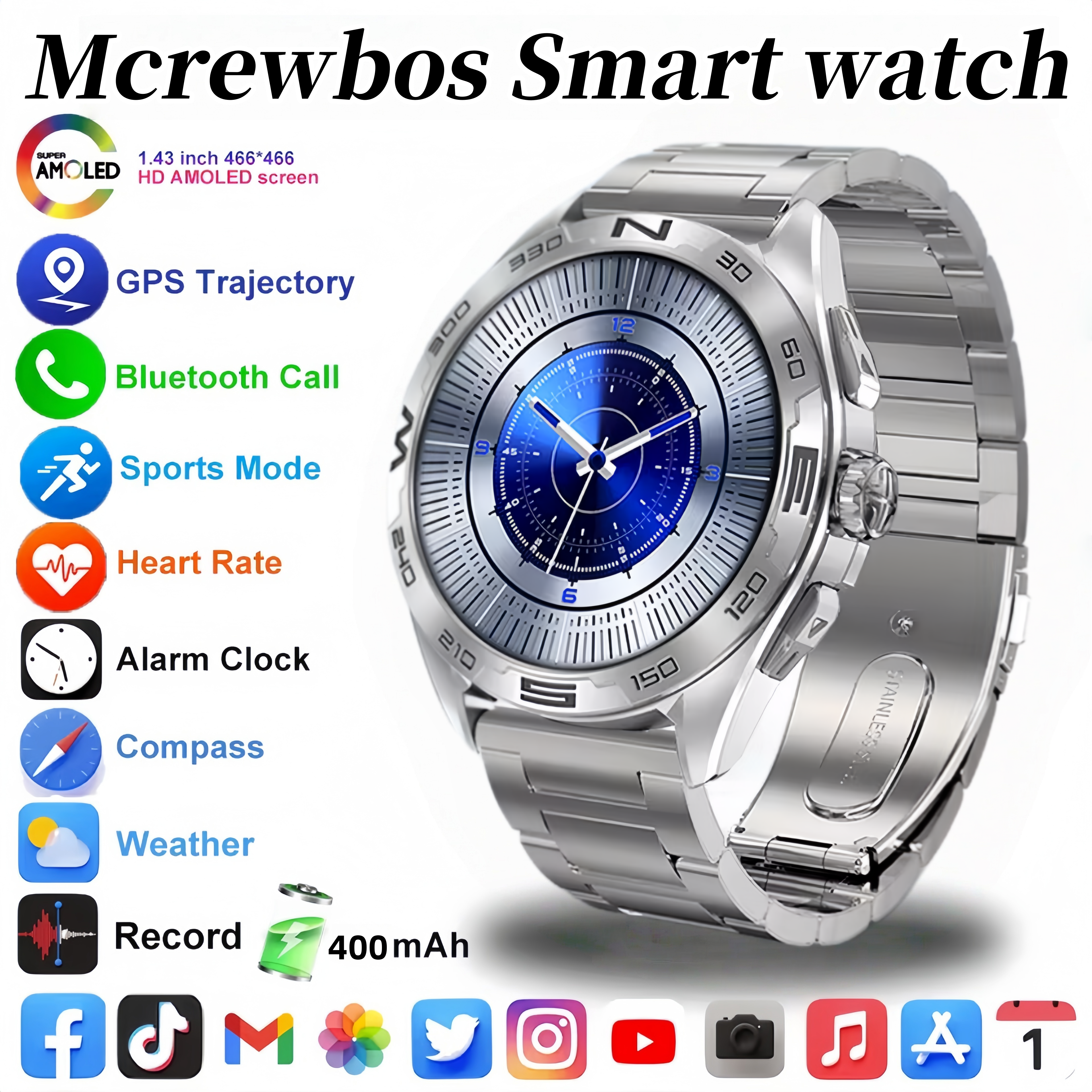 Men’s Outdoor Smart Sports Watch with GPS & Navigation