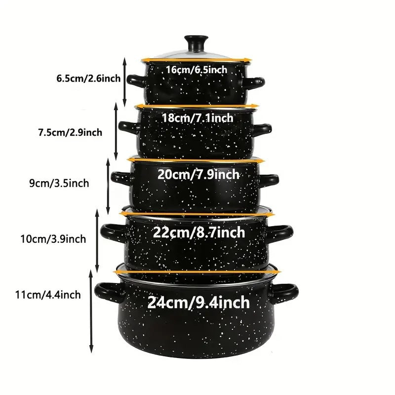 Enamel Cookware Set (5-Piece) – Speckled Casserole Pots