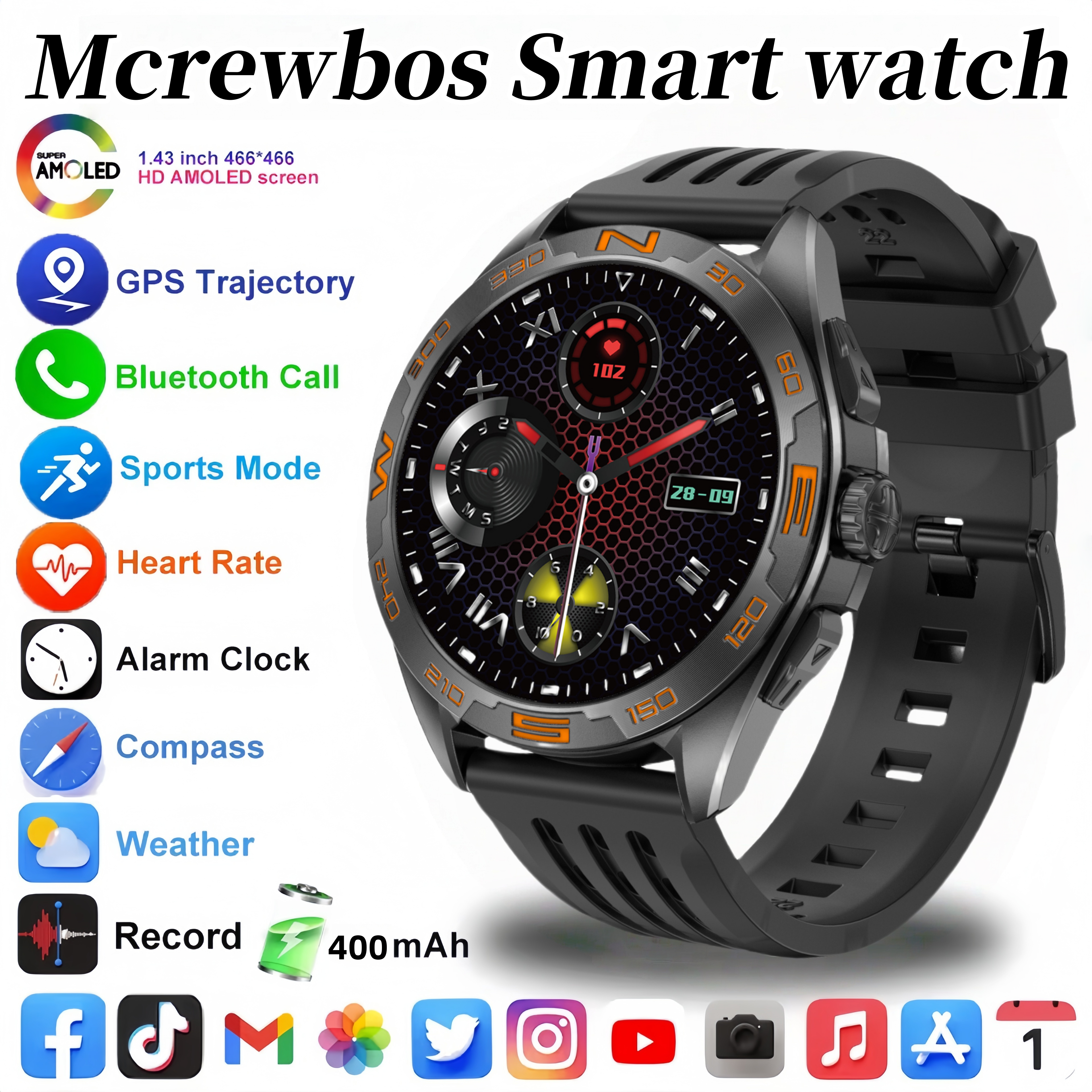 Men’s Outdoor Smart Sports Watch with GPS & Navigation