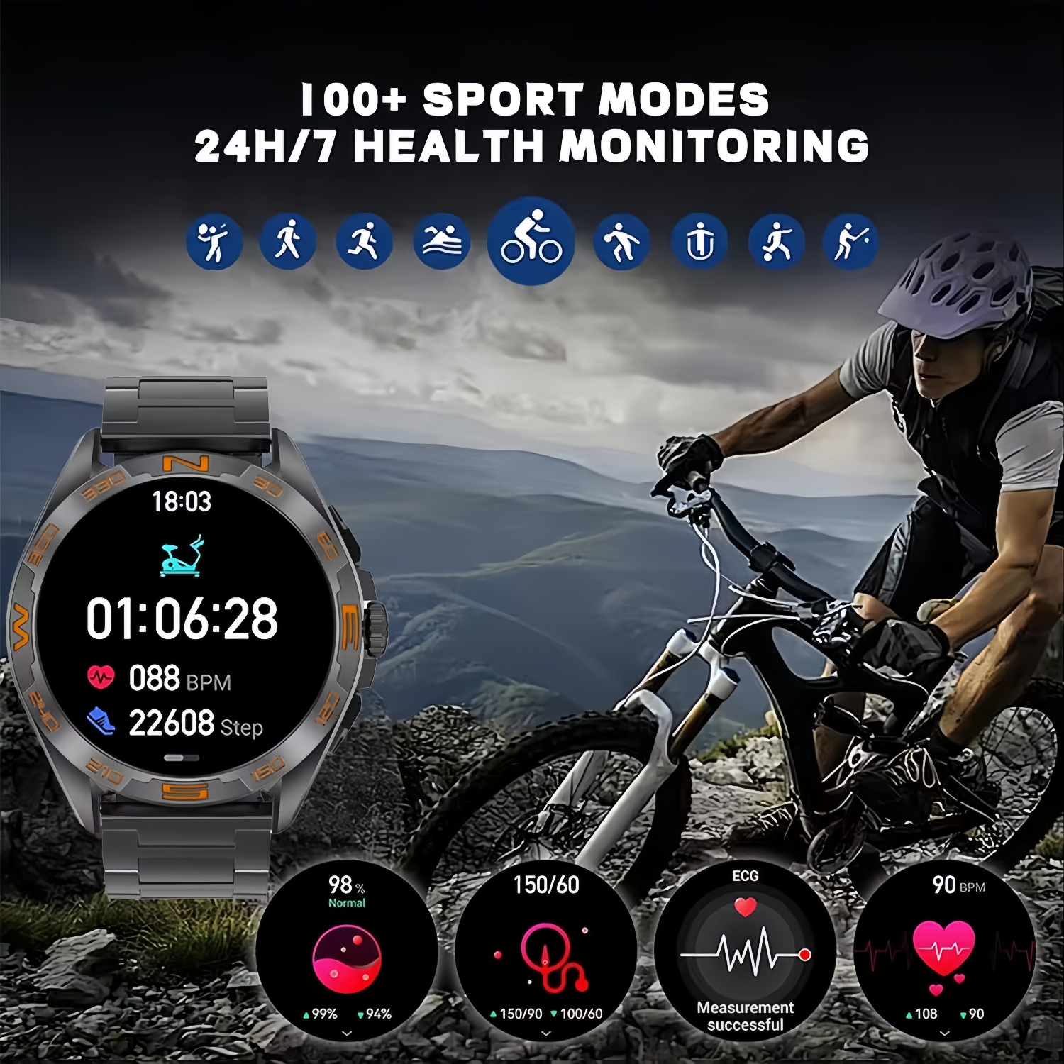 Men’s Outdoor Smart Sports Watch with GPS & Navigation