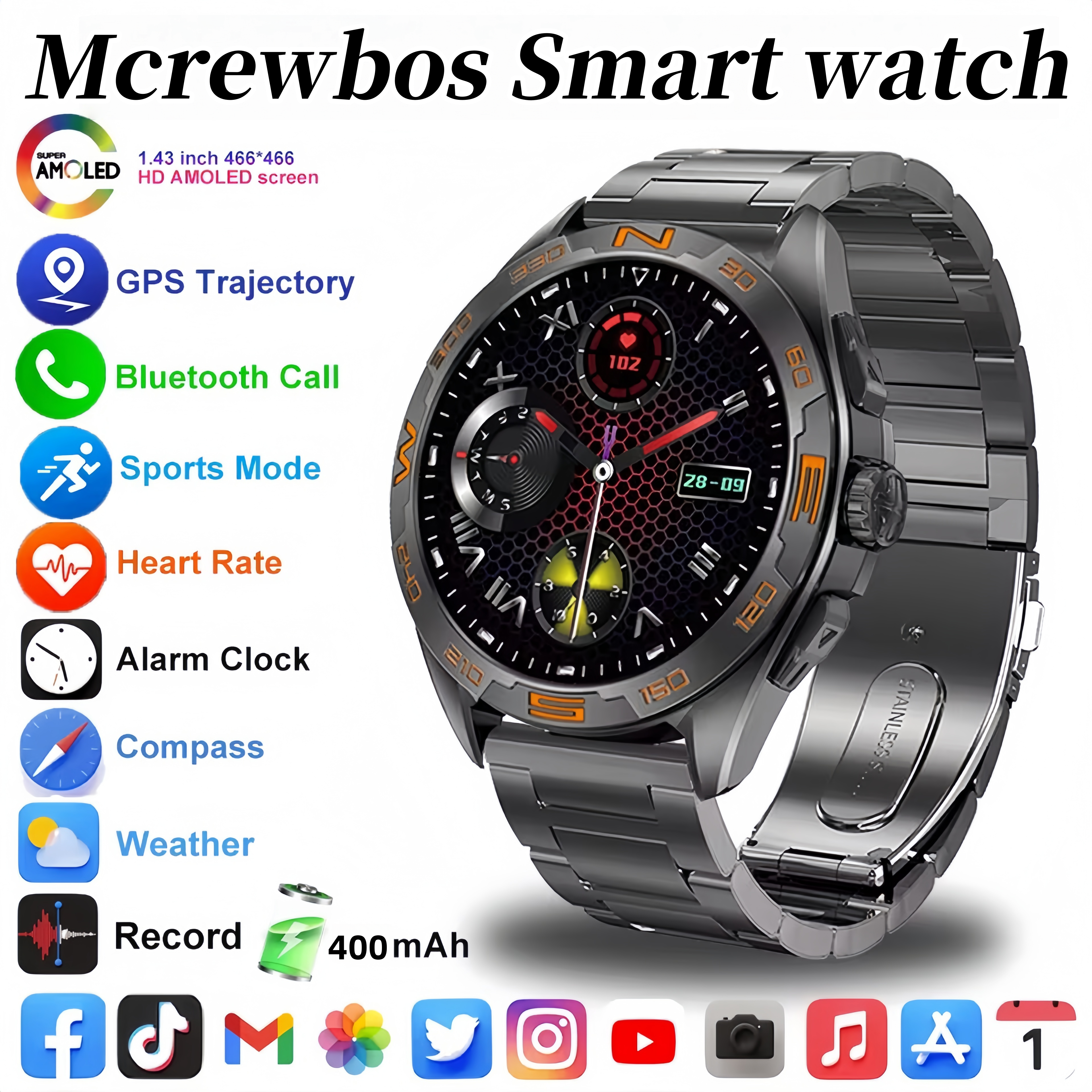 Men’s Outdoor Smart Sports Watch with GPS & Navigation