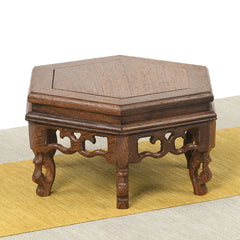 Redwood carved craft ornament base, copper and iron Buddha statue display stand, chickenwing wood rectangular solid wood pedestal, decorative stone base.