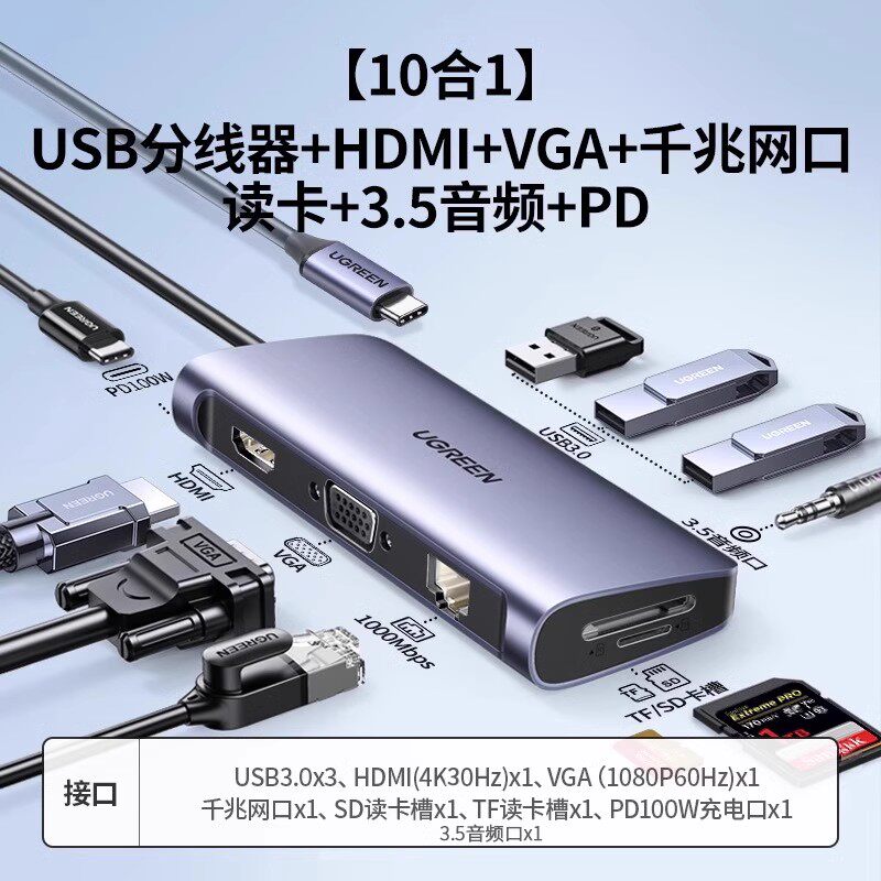 UGREEN Type-C Multi-Function Hub with HDMI & Ethernet