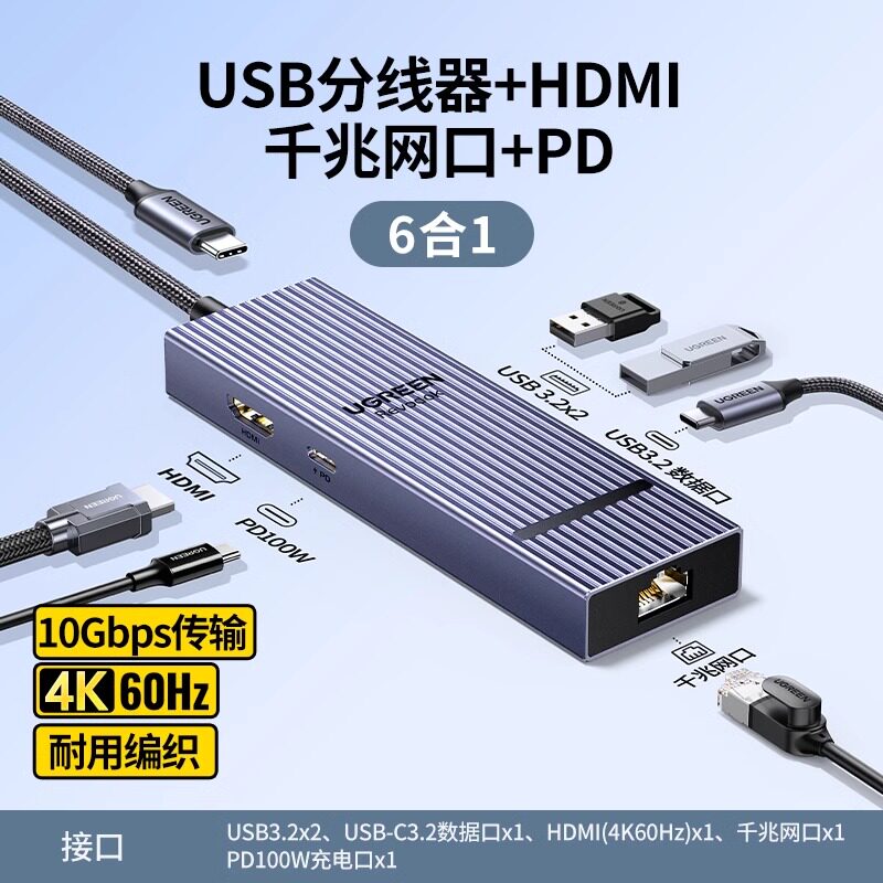 UGREEN Type-C Multi-Function Hub with HDMI & Ethernet