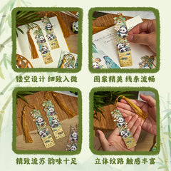 Panda-Themed Chinese Style Metal Bookmark with Tassel