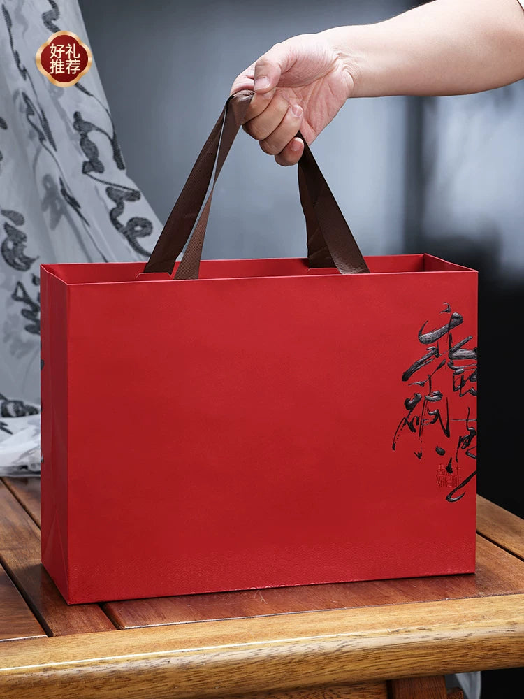 大红袍茶叶礼盒装送人武夷岩茶浓香型乌龙茶年货节礼物显喜庆420g