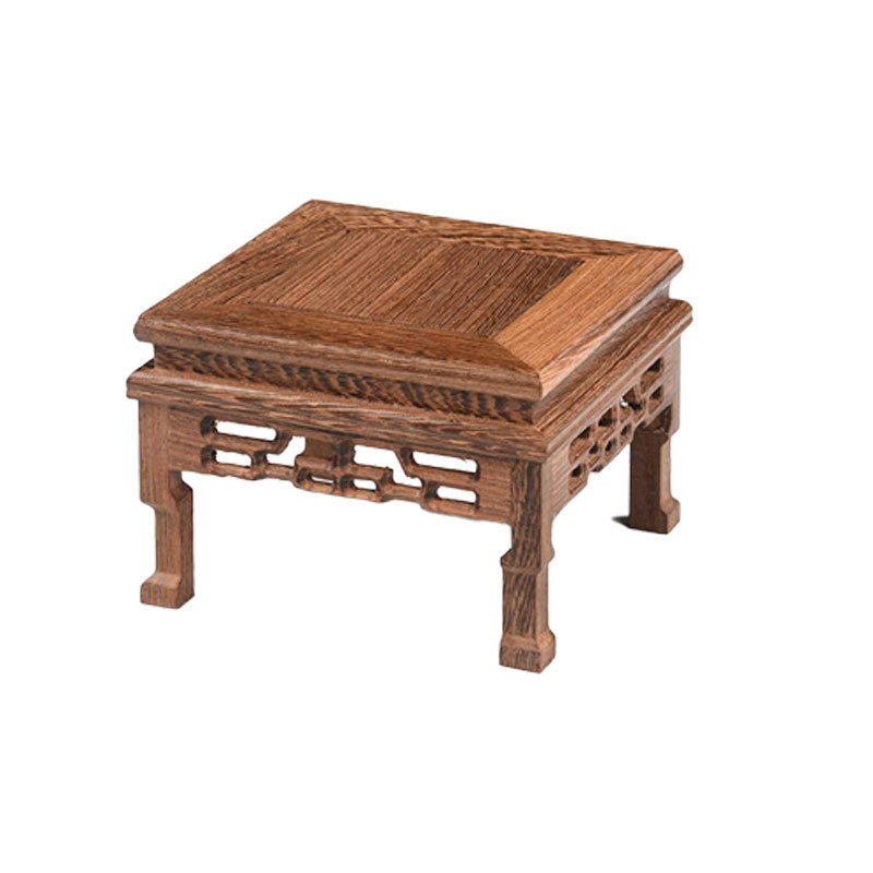 Redwood carved craft ornament base, copper and iron Buddha statue display stand, chickenwing wood rectangular solid wood pedestal, decorative stone base.