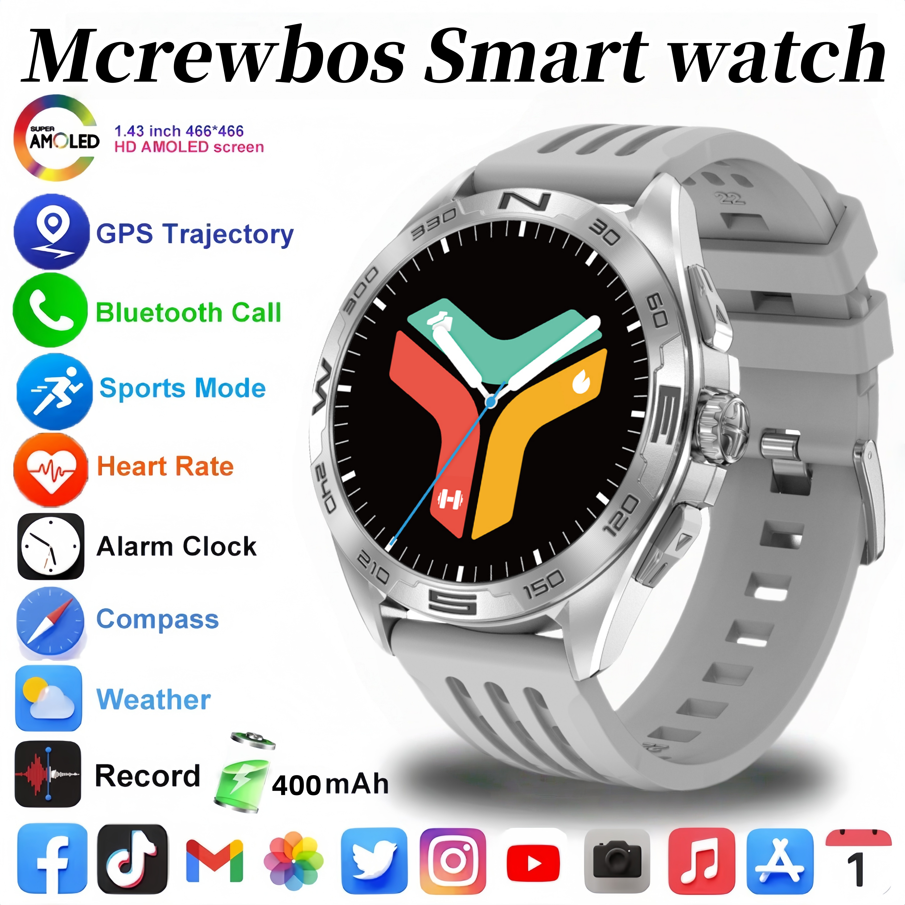 Men’s Outdoor Smart Sports Watch with GPS & Navigation