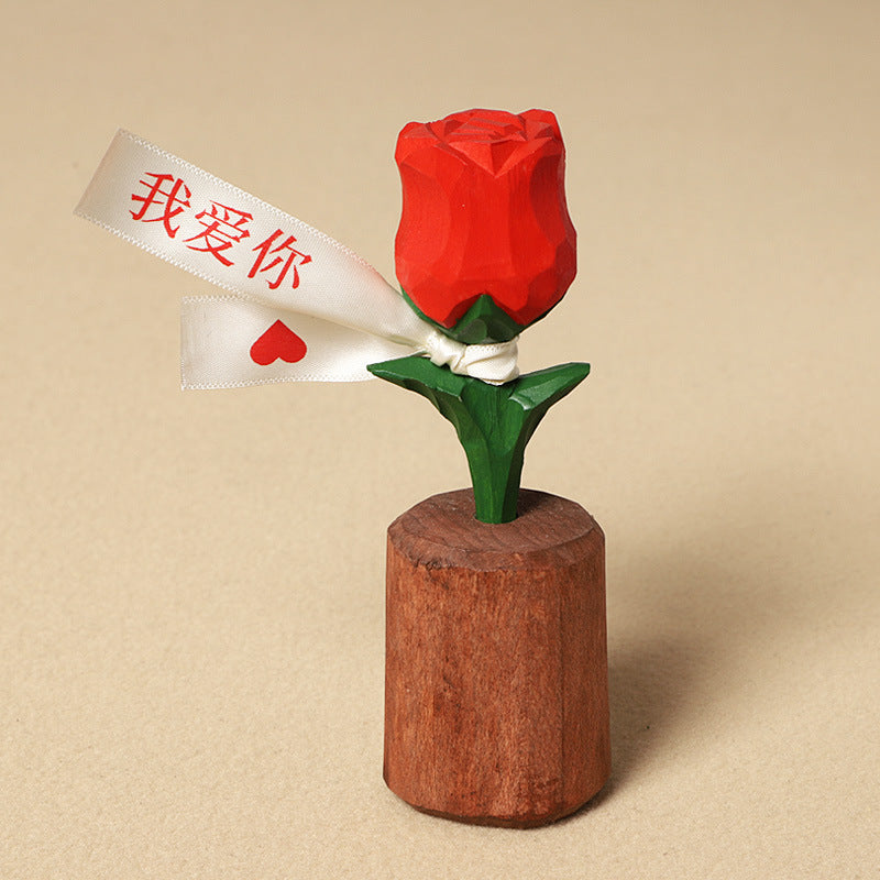 Hand-Carved Wooden Sunflower Ornament
