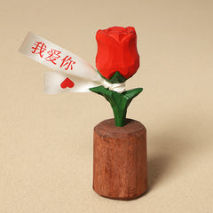 Hand-Carved Wooden Sunflower Ornament