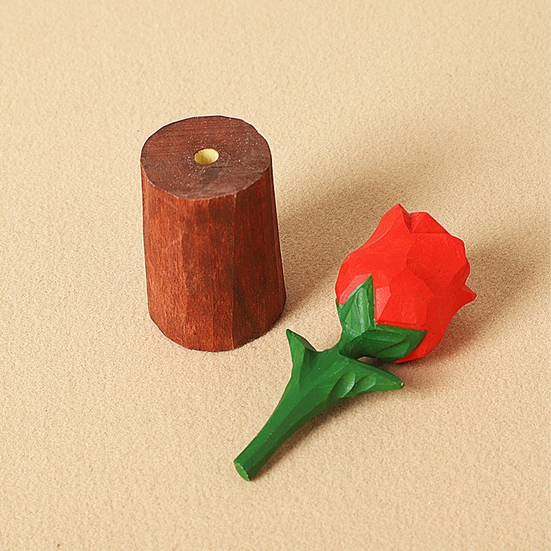 Hand-Carved Wooden Sunflower Ornament