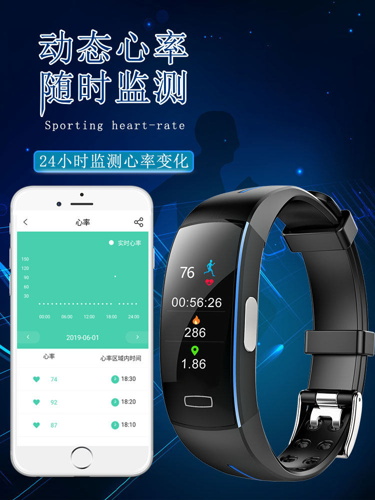 Smart Fitness Band with Blood Pressure, Heart Rate & SpO₂ Monitoring